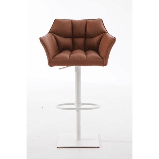 Taburete de bar Damaso con tapizado de polipiel Simil cuero Marrón claro 45X64X88 cm