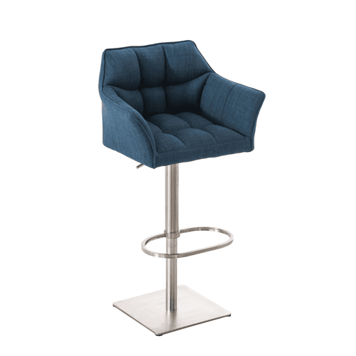 Taburete de bar Damaso con tapizado de tela Azul 45X64X88 cm