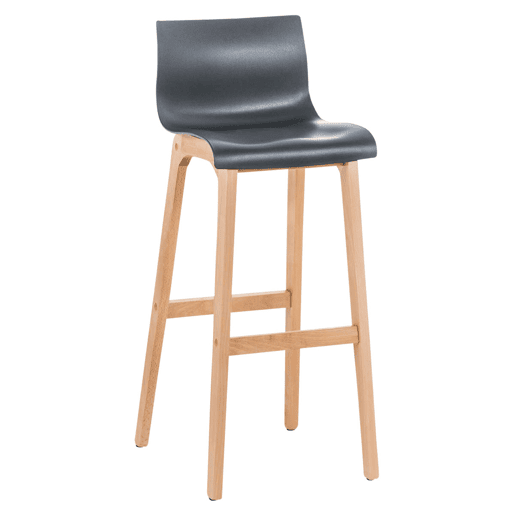 Taburete de bar Hover estructura de plástico base de cuatro patas Natura Madera Gris 46X41X102 cm