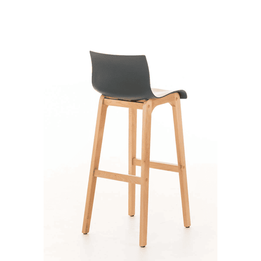 Taburete de bar Hover estructura de plástico base de cuatro patas Natura Madera Gris 46X41X102 cm