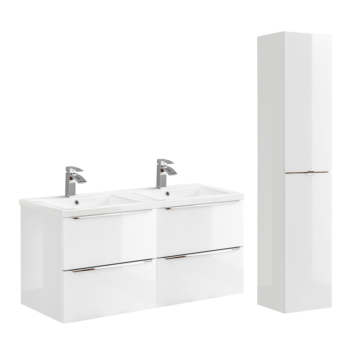 Conjunto mueble lavabo doble encastrado 120cm y columna april blanco