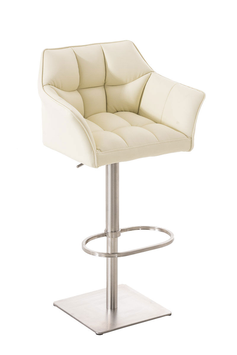 Taburete de bar damaso tapizado en cuero sintético 45x64x88-113 cm