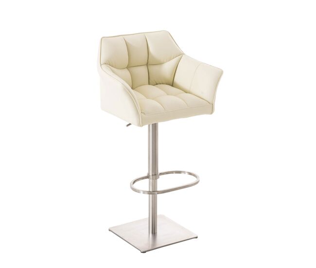 Taburete de bar damaso tapizado en cuero sintético 45x64x88-113 cm