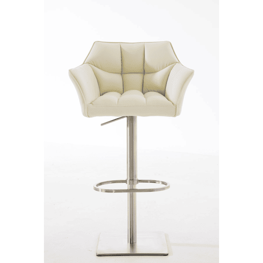Taburete de bar Damaso con tapizado de polipiel Simil cuero Crema 45X64X88 cm