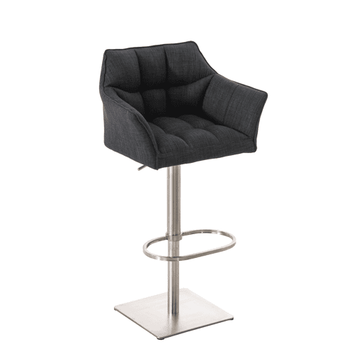 Taburete de bar Damaso con tapizado de tela Gris oscuro 45X64X88 cm