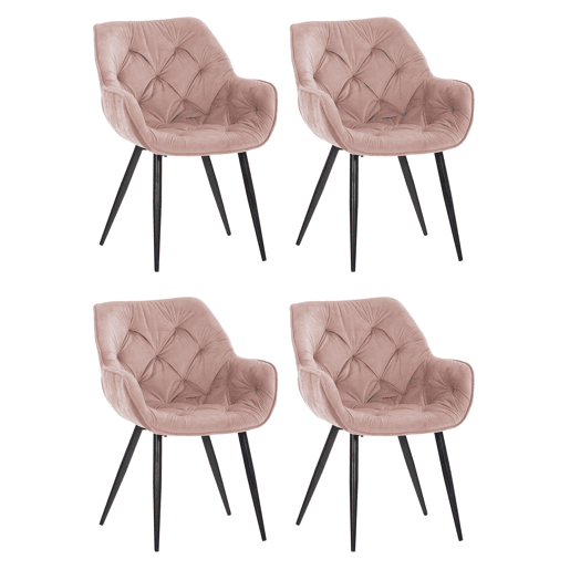 Set de 4 sillas Tanna de salón en terciopelo Rosado 62X58X83 cm