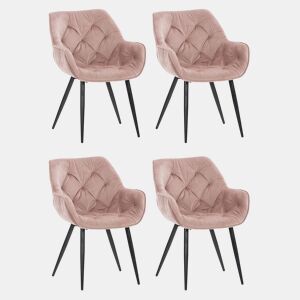 Set de 4 sillas Tanna de salón en terciopelo Rosado 62X58X83 cm