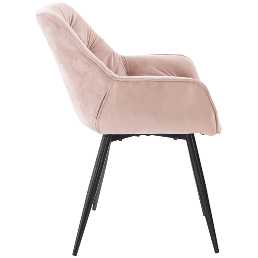 Set de 4 sillas Tanna de salón en terciopelo Rosado 62X58X83 cm