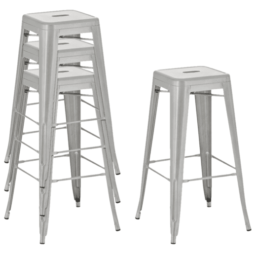 Taburete de bar Joshua Metal Plateado 43X43X76 cm