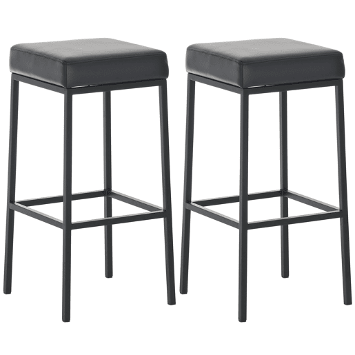 Set De 2 Taburetes Montreal ~ Altura 80 cm Simil cuero Negro 37X37X80 cm