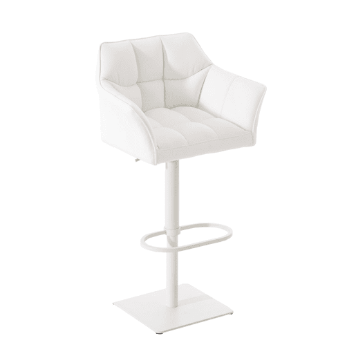 Taburete de bar Damaso con tapizado de polipiel Simil cuero Blanco 45X64X88 cm