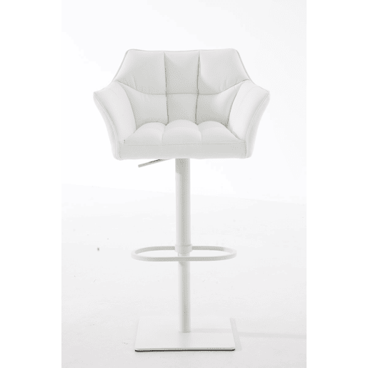 Taburete de bar Damaso con tapizado de polipiel Simil cuero Blanco 45X64X88 cm