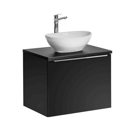 Conjunto móvel lavatório simples 60cm e coluna Eros Preto