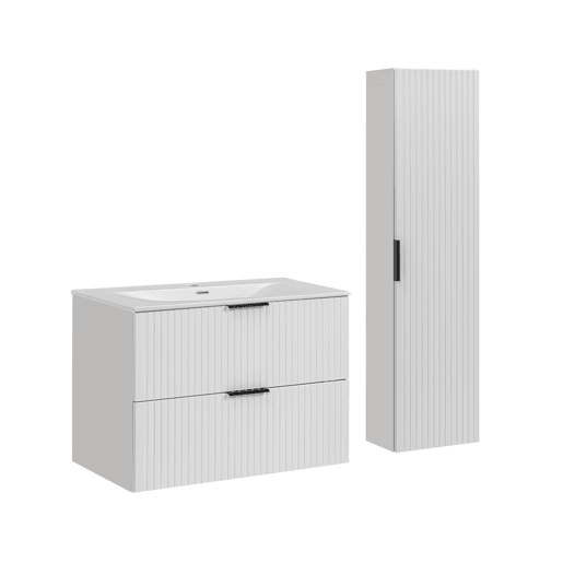 Móvel de lavatório individual de 80 cm com pedestal Adriel Branco