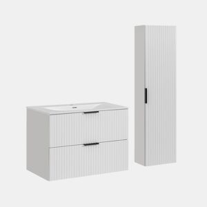 Móvel de lavatório individual de 80 cm com pedestal Adriel Branco