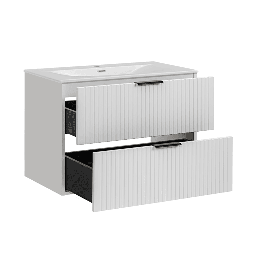 Móvel de lavatório individual de 80 cm com pedestal Adriel Branco