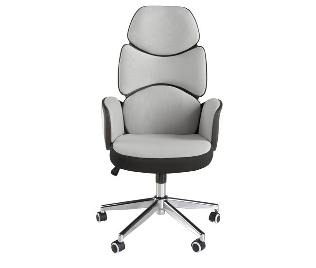 Angel cerda silla oficina giratoria tela gris claro y pvc blanco brillo