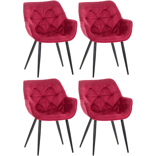 Set de 4 sillas Tanna de salón en terciopelo Rojo 62X58X83 cm