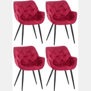 Set de 4 sillas Tanna de salón en terciopelo Rojo 62X58X83 cm