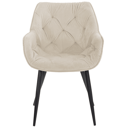 Set de 4 sillas Tanna de salón en terciopelo Crema 62X58X83 cm
