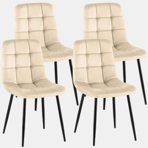 Juego de 4 sillas de comedor Antibes Terciopelo Blanco crema 55X45X84 cm