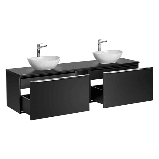 Móvel de lavatório duplo de 180 cm com 2 nichos e pedestal Eros Preto