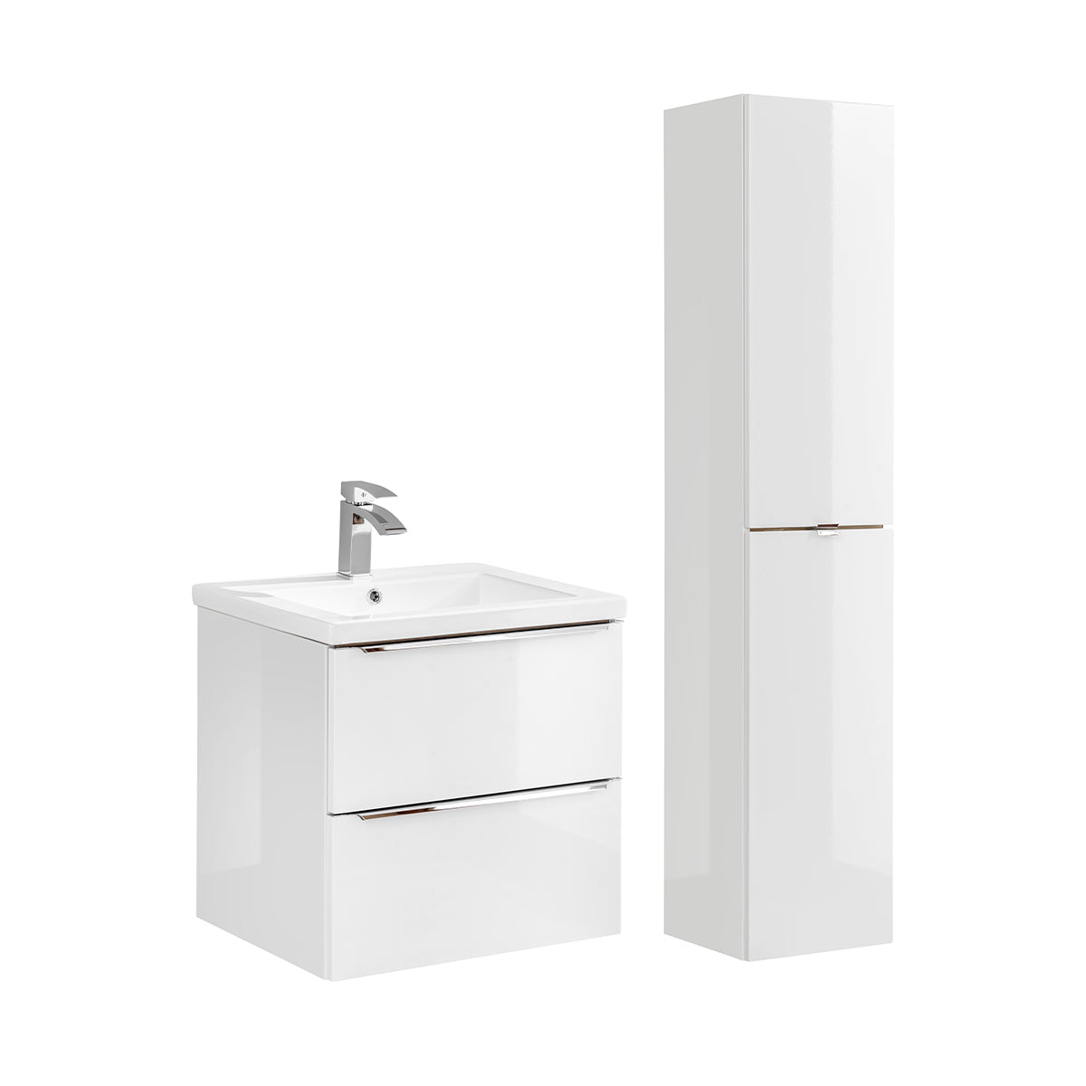 Conjunto de mueble lavabo individual encastrable de 60cm y columna april blanco