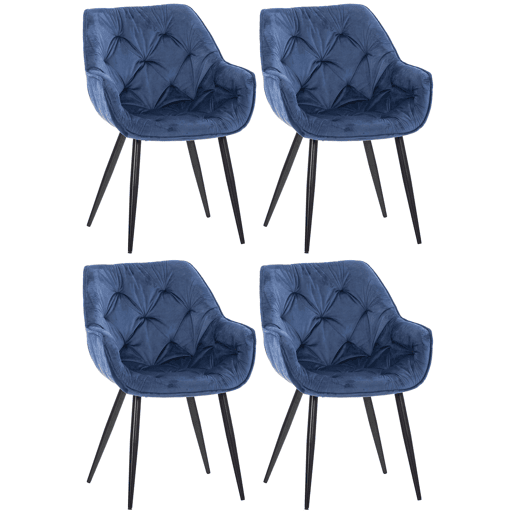 Set de 4 sillas Tanna de salón en terciopelo Azul 62X58X83 cm