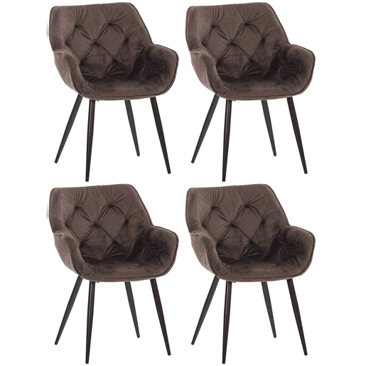 Set de 4 sillas Tanna de salón en terciopelo Marrón 62X58X83 cm
