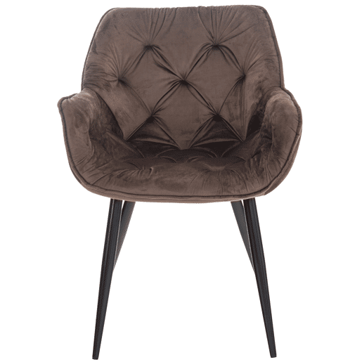 Set de 4 sillas Tanna de salón en terciopelo Marrón 62X58X83 cm