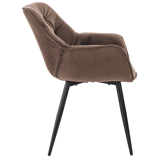 Set de 4 sillas Tanna de salón en terciopelo Marrón 62X58X83 cm