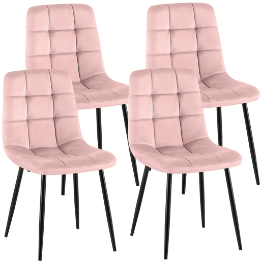 Juego de 4 sillas de comedor Antibes Terciopelo Rosado 55X45X84 cm