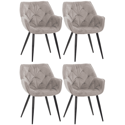 Set de 4 sillas Tanna de salón en terciopelo Gris 62X58X83 cm