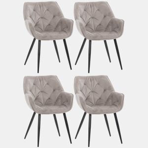 Set de 4 sillas Tanna de salón en terciopelo Gris 62X58X83 cm