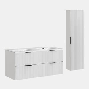 Móvel de lavatório duplo de embutir de 120 cm e pedestal Adriel Branco