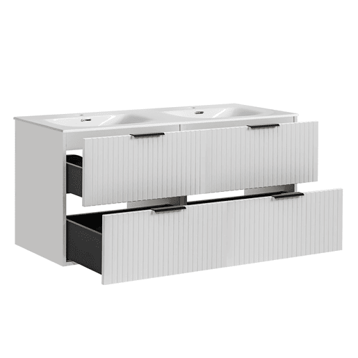 Móvel de lavatório duplo de embutir de 120 cm e pedestal Adriel Branco