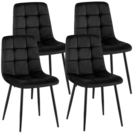 Juego de 4 sillas de comedor Antibes Terciopelo Negro 55X45X84 cm