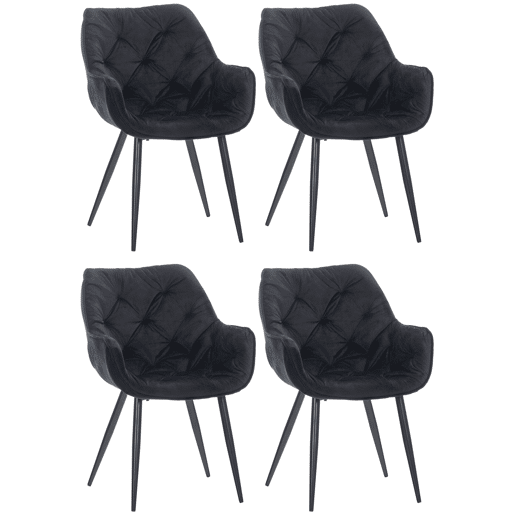 Set de 4 sillas Tanna de salón en terciopelo Negro 62X58X83 cm