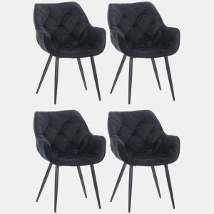 Set de 4 sillas Tanna de salón en terciopelo Negro 62X58X83 cm