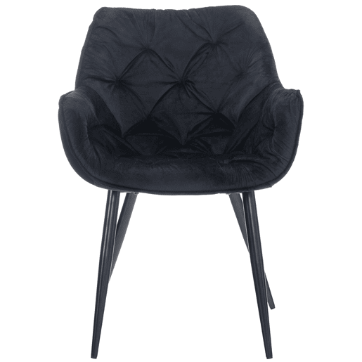 Set de 4 sillas Tanna de salón en terciopelo Negro 62X58X83 cm