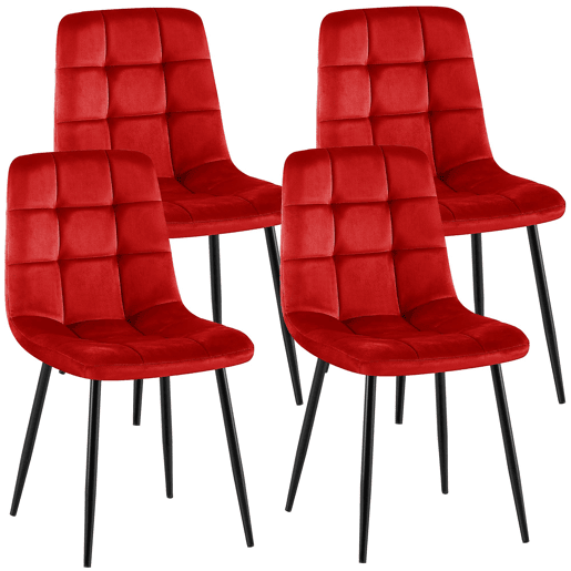 Juego de 4 sillas de comedor Antibes Terciopelo Rojo 55X45X84 cm