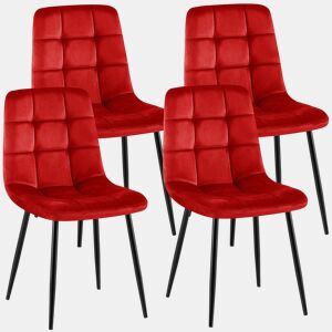 Juego de 4 sillas de comedor Antibes Terciopelo Rojo 55X45X84 cm