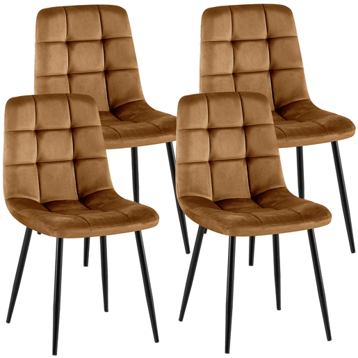 Juego de 4 sillas de comedor Antibes Terciopelo Marrón 55X45X84 cm