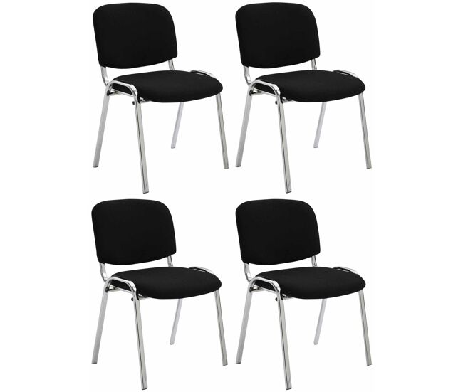 Set de 4 sillas confidente ken chrom tela negro 64x54x79 cm