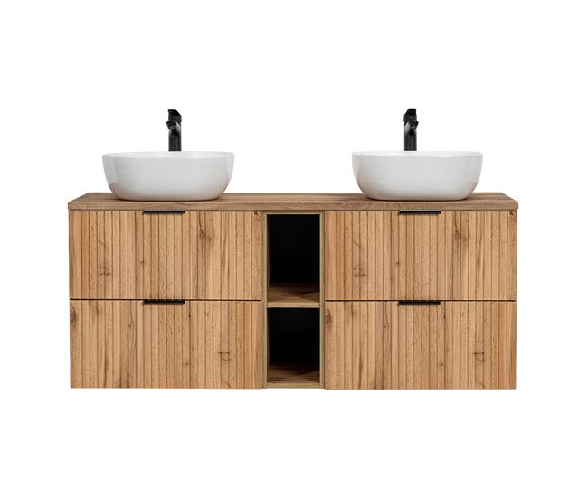 Mueble lavabo doble 140cm 2 nichos adriel madera