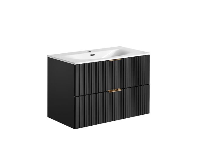 Mueble lavabo individual encastrado 80cm adriel negro