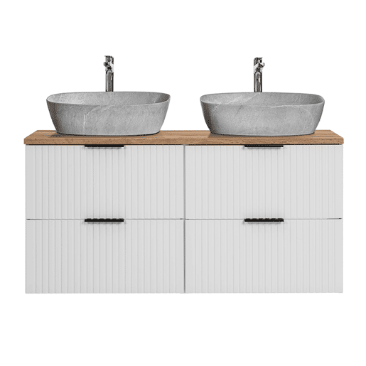 Lavatório duplo com efeito de pedra 120cm Adriel White