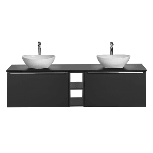 Móvel de lavatório duplo 180cm 2 nichos Eros Preto
