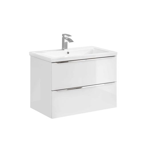 Conjunto móvel lavatório individual encastrado 80cm e coluna April Branco