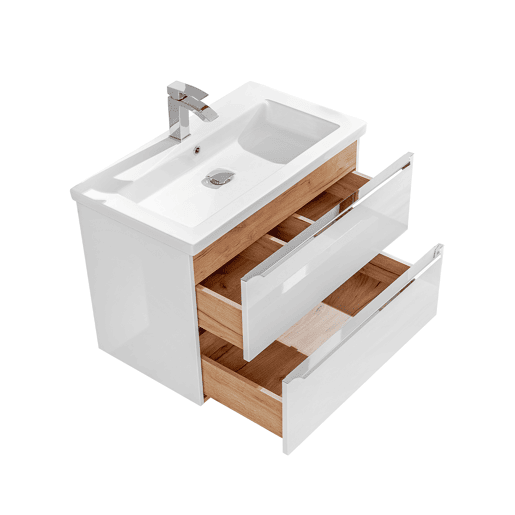 Conjunto móvel lavatório individual encastrado 80cm e coluna April Branco